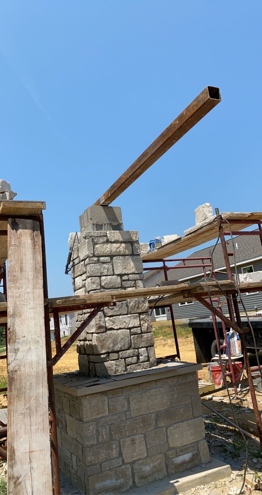 Gallery photos for Custom Structural Steel Beam Installation on a Residential Stone Column in Troy MO: Image #2