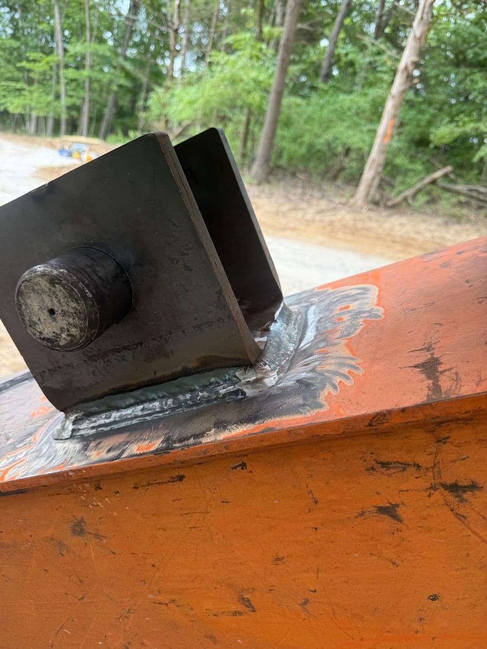 Gallery photos for Custom Fabricated Thumb Pin Bracket Welded onto Excavator in Wright City: Image #2