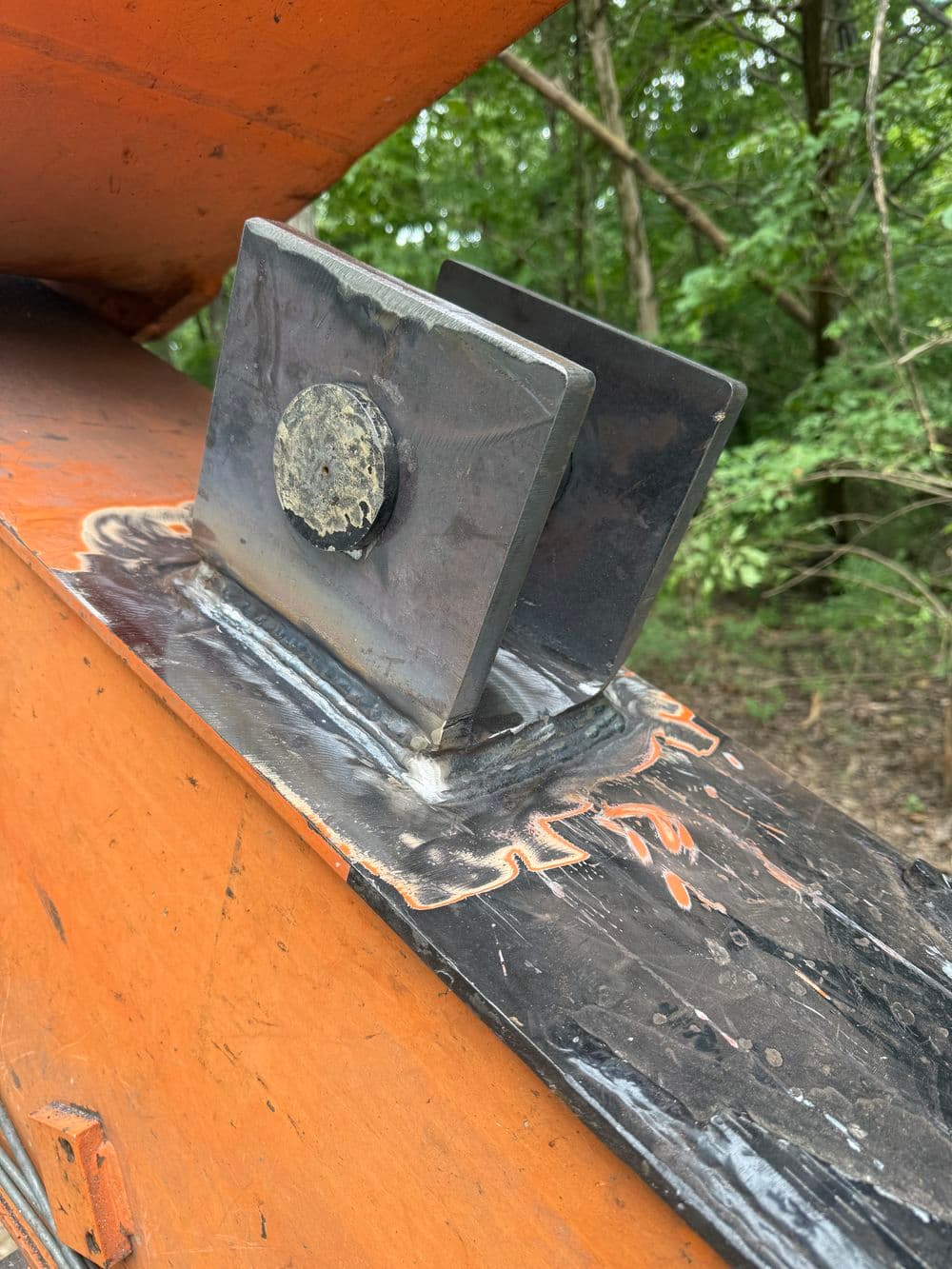 Gallery photos for Custom Fabricated Thumb Pin Bracket Welded onto Excavator in Wright City: Image #1