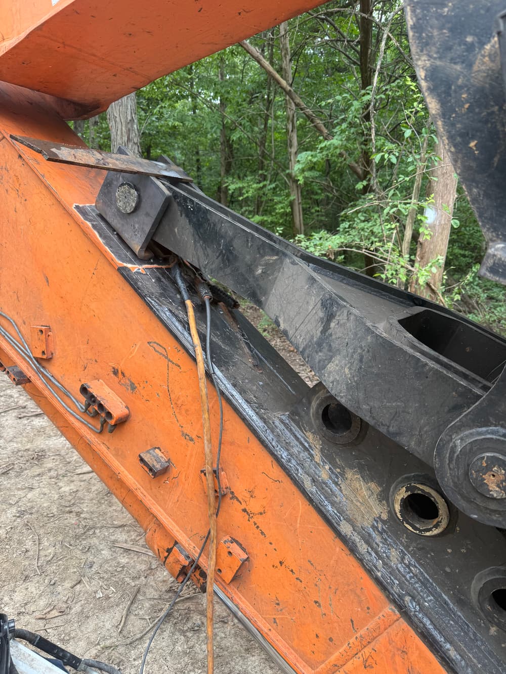 Project Custom Fabricated Thumb Pin Bracket Welded onto Excavator in Wright City image